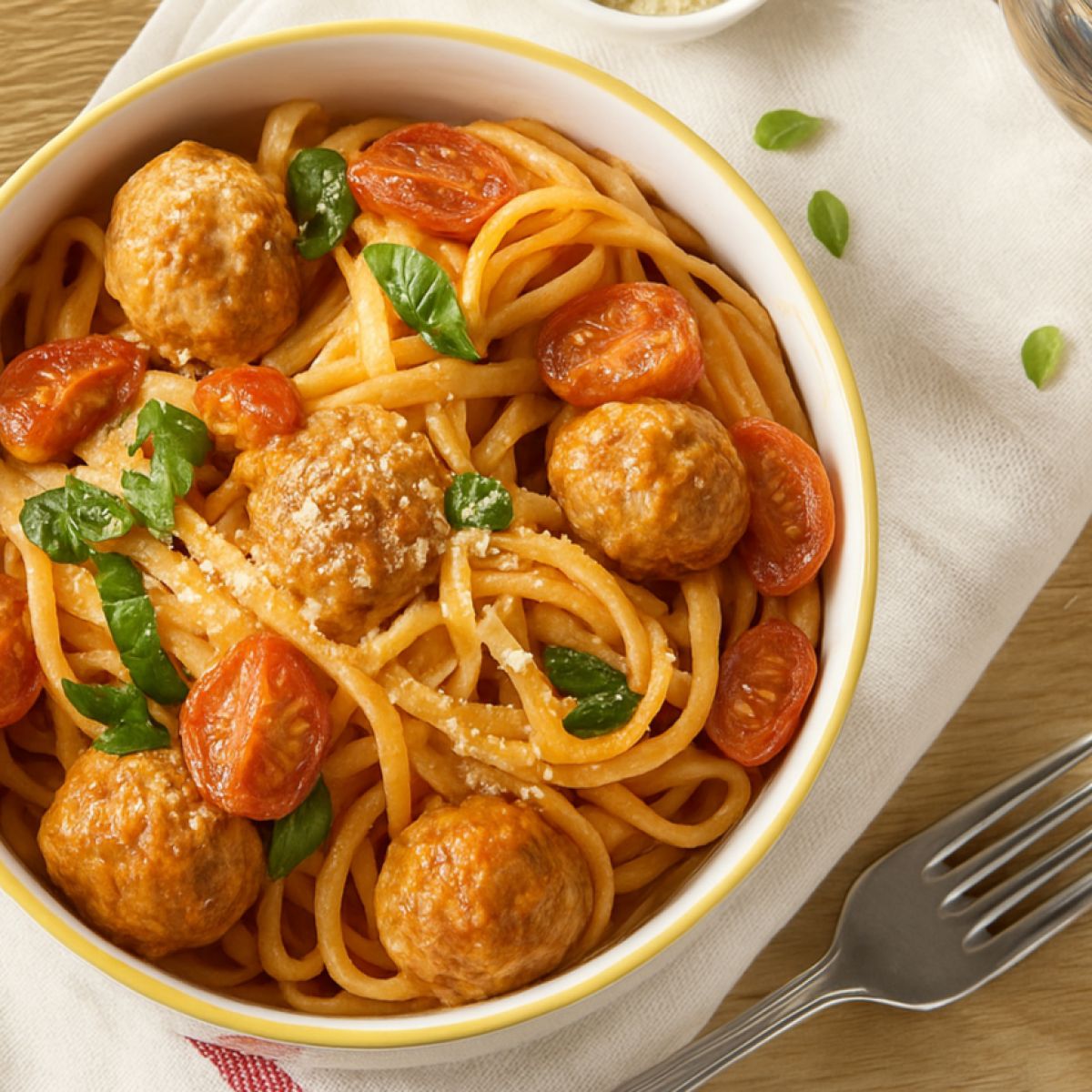 Spaghetti sauce tomate-mascarpone et boulettes SQ