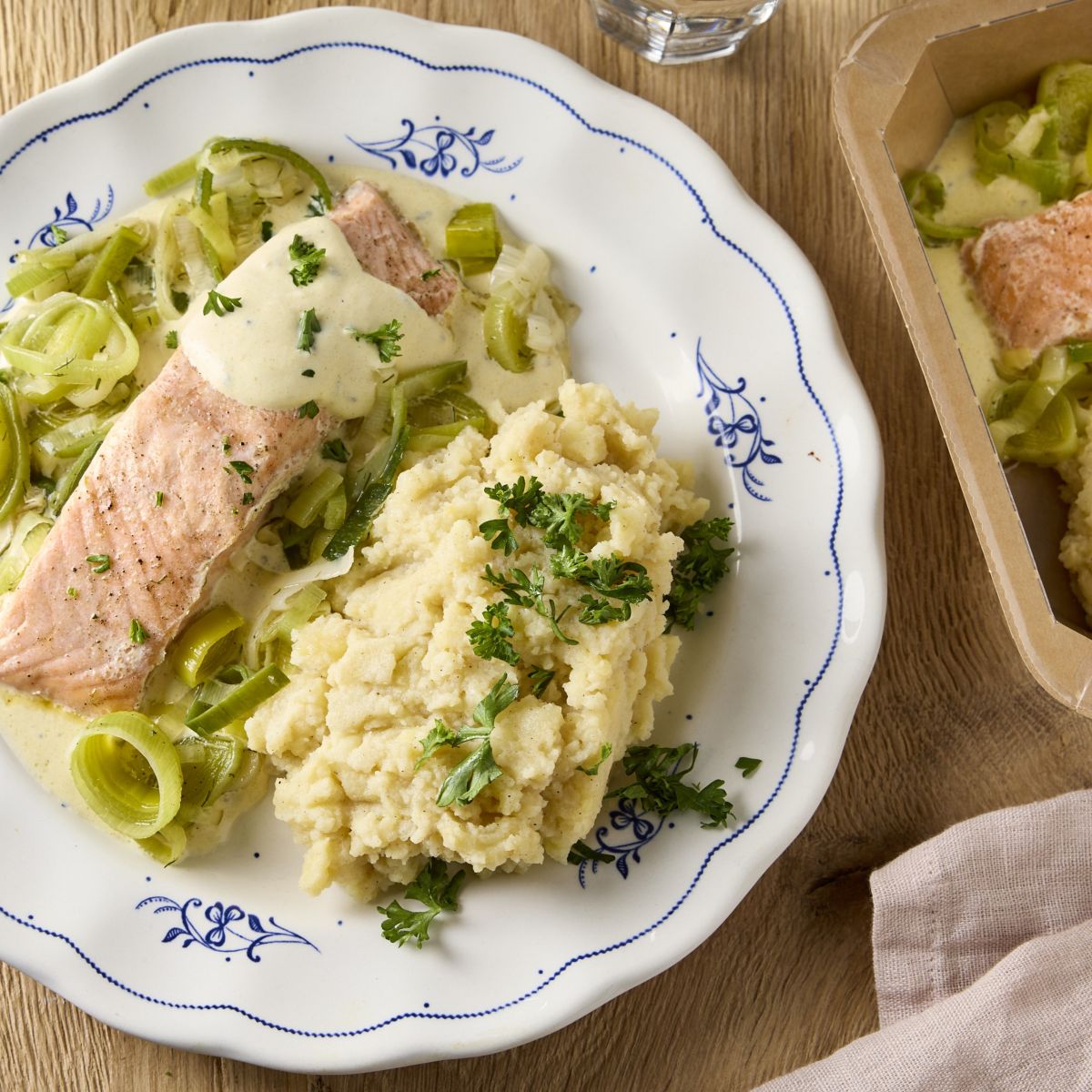 Saumon aux poireaux et purée SQ